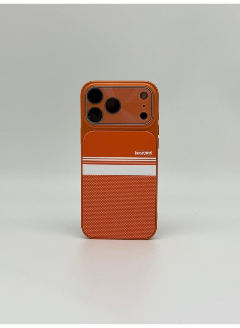 عام CaseBar Retro Racing Series iPhone 17 Pro Max Case – Heritage Motorsport Orange – Dual-Color 3D Texture & Skin-Friendly Slim Shockproof Cover - Image 1